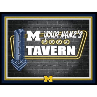Black Michigan Wolverines 12'' x 16'' Personalized Framed Neon Tavern Print