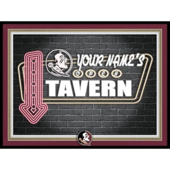 Black Florida State Seminoles 12'' x 16'' Personalized Framed Neon Tavern Print