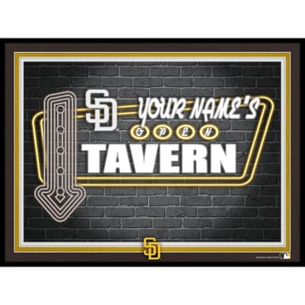 Black San Diego Padres 12'' x 16'' Personalized Framed Neon Tavern Print
