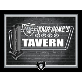 Black Las Vegas Raiders 12'' x 16'' Personalized Framed Neon Tavern Print