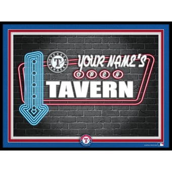 Black Texas Rangers 12'' x 16'' Personalized Framed Neon Tavern Print