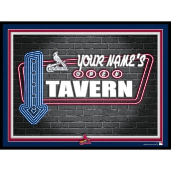 Black St. Louis Cardinals 12'' x 16'' Personalized Framed Neon Tavern Print