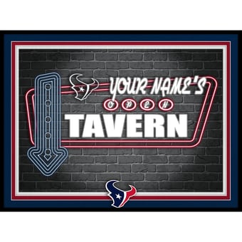 Black Houston Texans 12'' x 16'' Personalized Framed Neon Tavern Print