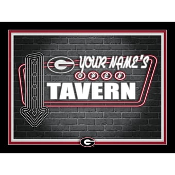 Black Georgia Bulldogs 12'' x 16'' Personalized Framed Neon Tavern Print