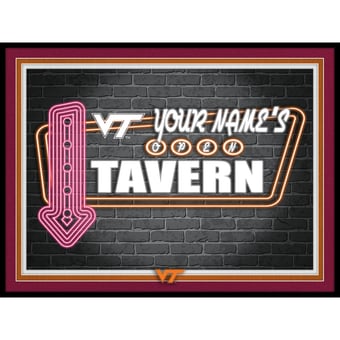 Black Virginia Tech Hokies 12'' x 16'' Personalized Framed Neon Tavern Print