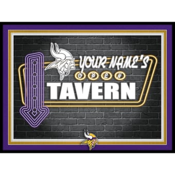 Black Minnesota Vikings 12'' x 16'' Personalized Framed Neon Tavern Print