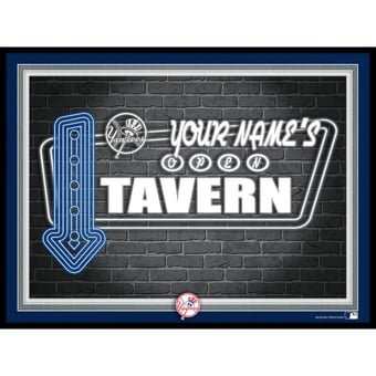Black New York Yankees 12'' x 16'' Personalized Framed Neon Tavern Print
