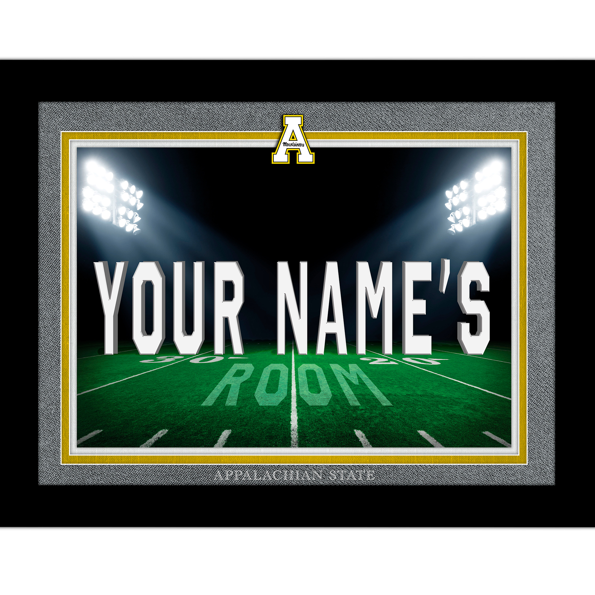 Black Appalachian State Mountaineers 12” x 16” Personalized Framed Field Spotlight Print Black Appalachian State Mountaineers 12” x 16” Personalized Framed Field Spotlight Print