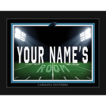Black Carolina Panthers 12'' x 16'' Personalized Framed Field Spotlight Print