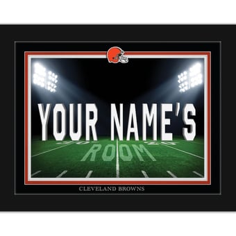 Black Cleveland Browns 12'' x 16'' Personalized Framed Field Spotlight Print