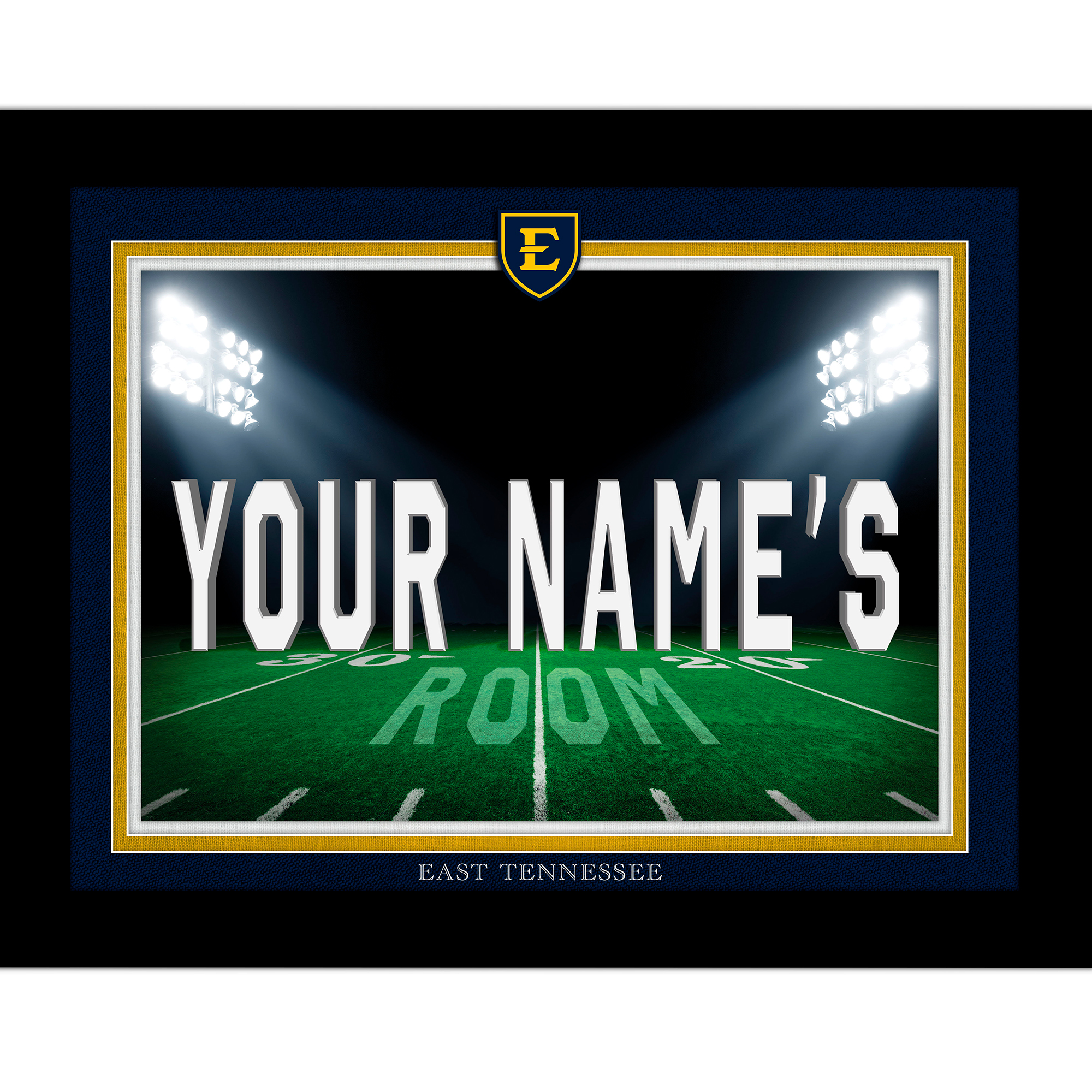Black ETSU Buccaneers 12'' x 16'' Personalized Framed Field Spotlight Print