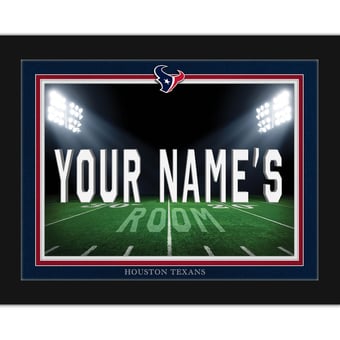 Black Houston Texans 12'' x 16'' Personalized Framed Field Spotlight Print