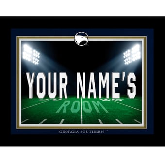 Black Georgia Southern Eagles 12'' x 16'' Personalized Framed Field Spotlight Print