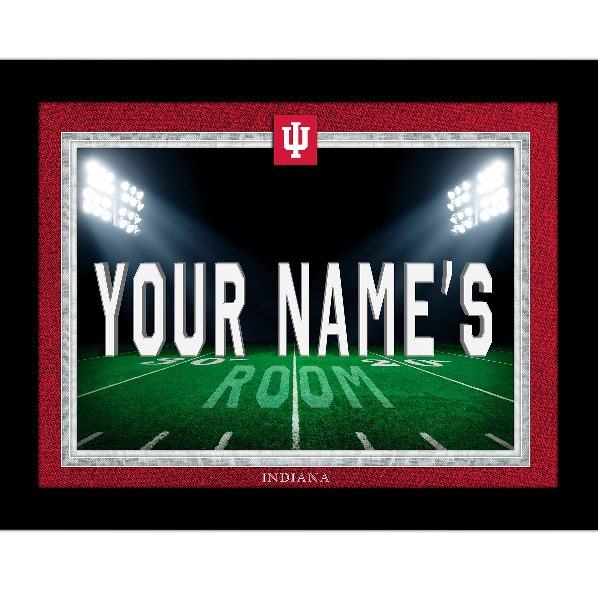 Black Indiana Hoosiers 12'' x 16'' Personalized Framed Field Spotlight Print
