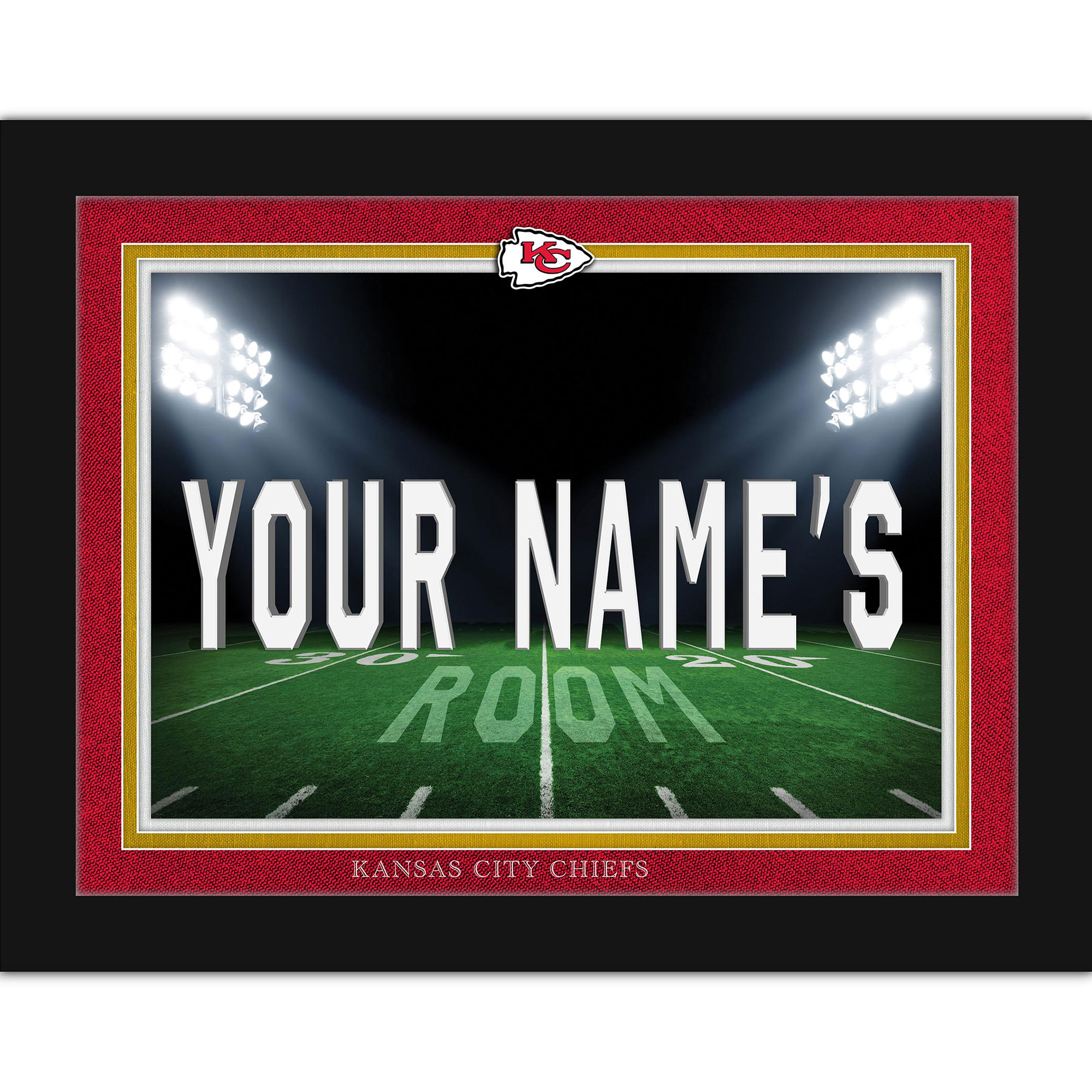 Black Kansas City Chiefs 12'' x 16'' Personalized Framed Field Spotlight Print