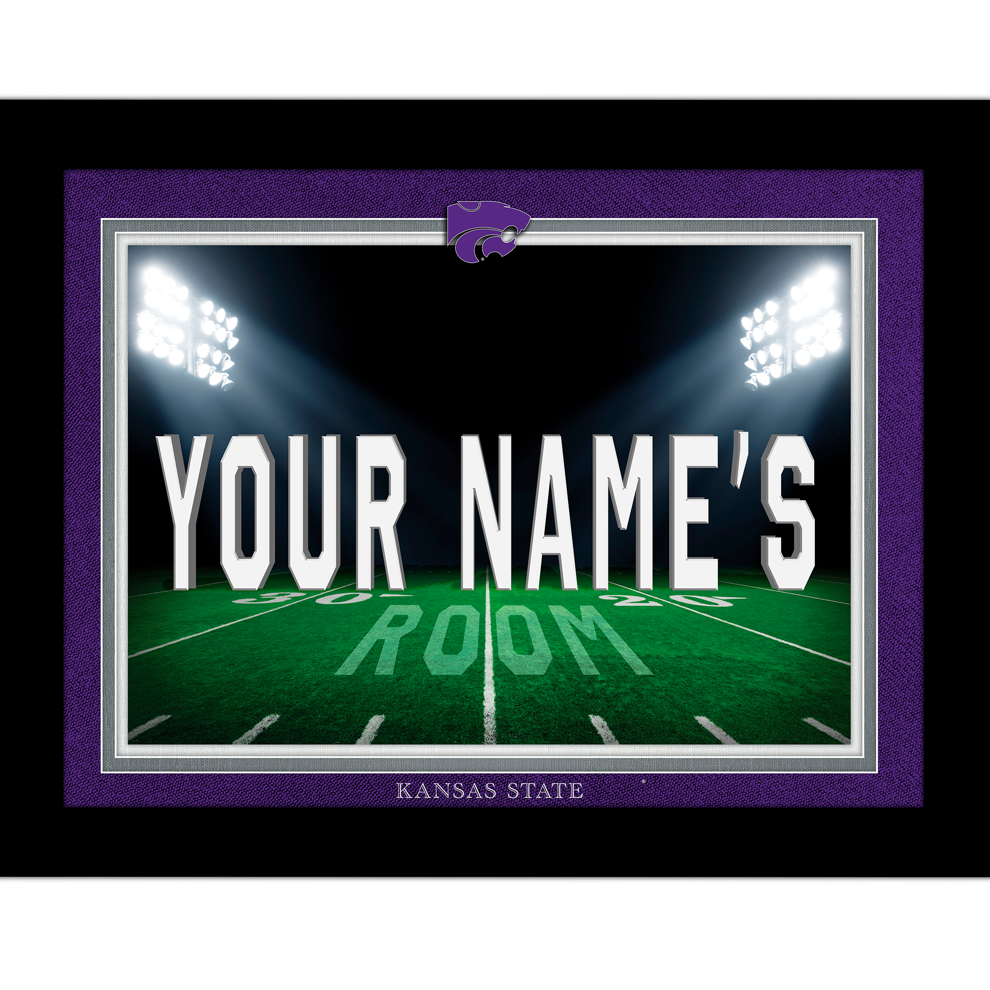 Black Kansas State Wildcats 12” x 16” Personalized Framed Field Spotlight Print Black Kansas State Wildcats 12” x 16” Personalized Framed Field Spotlight Print