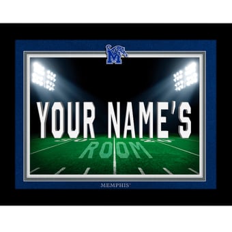 Black Memphis Tigers 12'' x 16'' Personalized Framed Field Spotlight Print