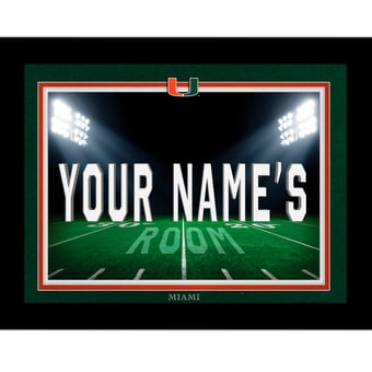 Black Miami Hurricanes 12'' x 16'' Personalized Framed Field Spotlight Print