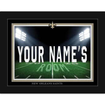 Black New Orleans Saints 12'' x 16'' Personalized Framed Field Spotlight Print