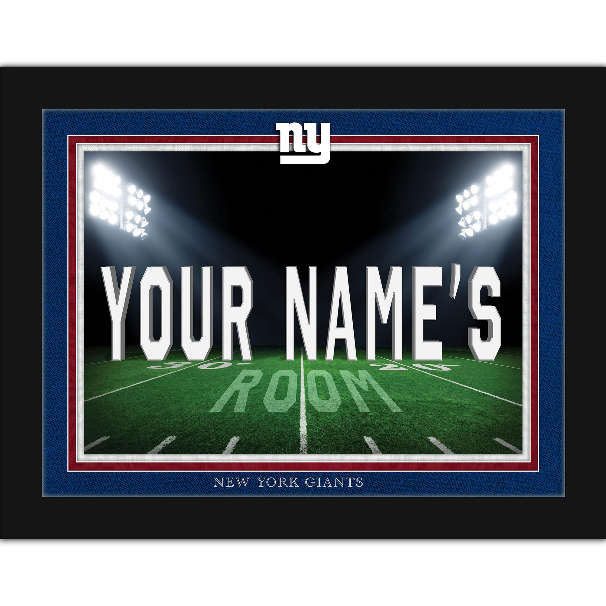 Black New York Giants 12'' x 16'' Personalized Framed Field Spotlight Print