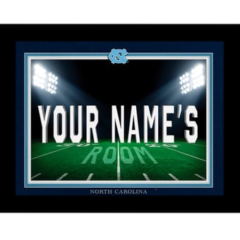 Black North Carolina Tar Heels 12'' x 16'' Personalized Framed Field Spotlight Print