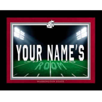 Black Washington State Cougars 12'' x 16'' Personalized Framed Field Spotlight Print
