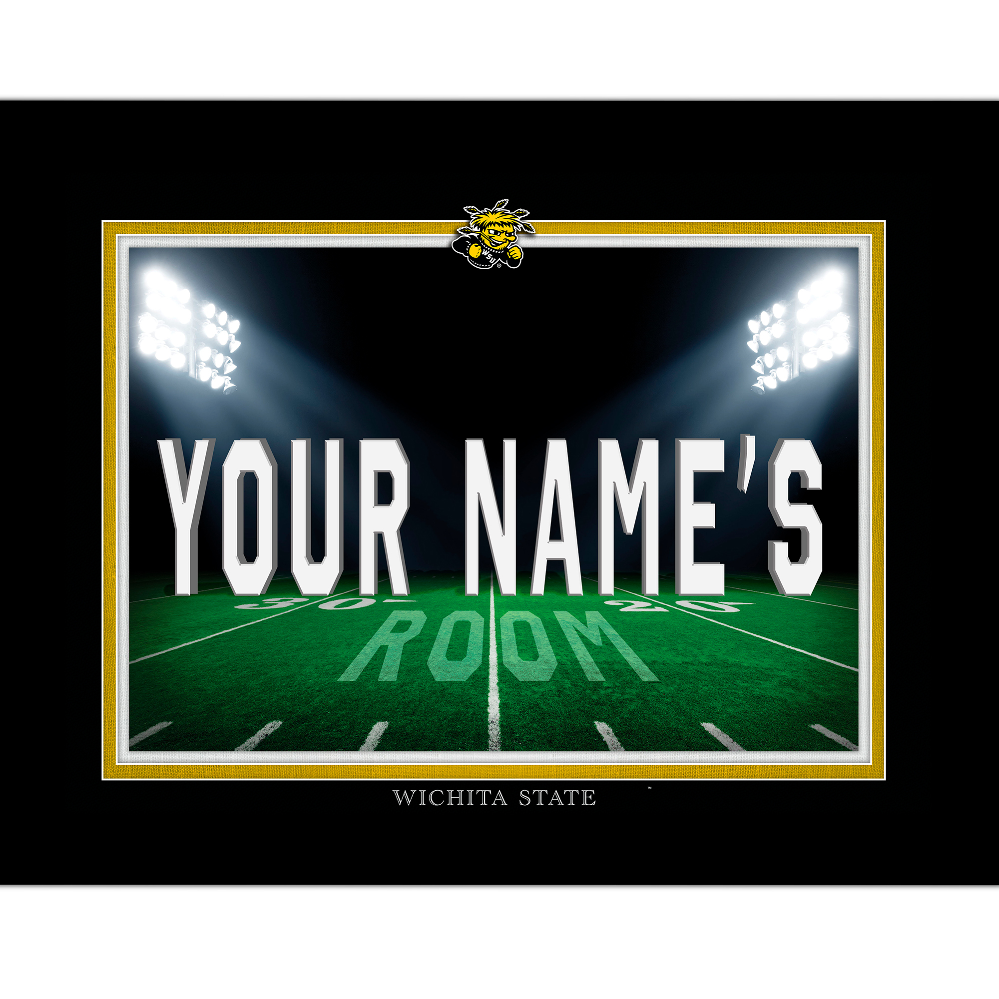 Black Wichita State Shockers 12'' x 16'' Personalized Framed Field Spotlight Print