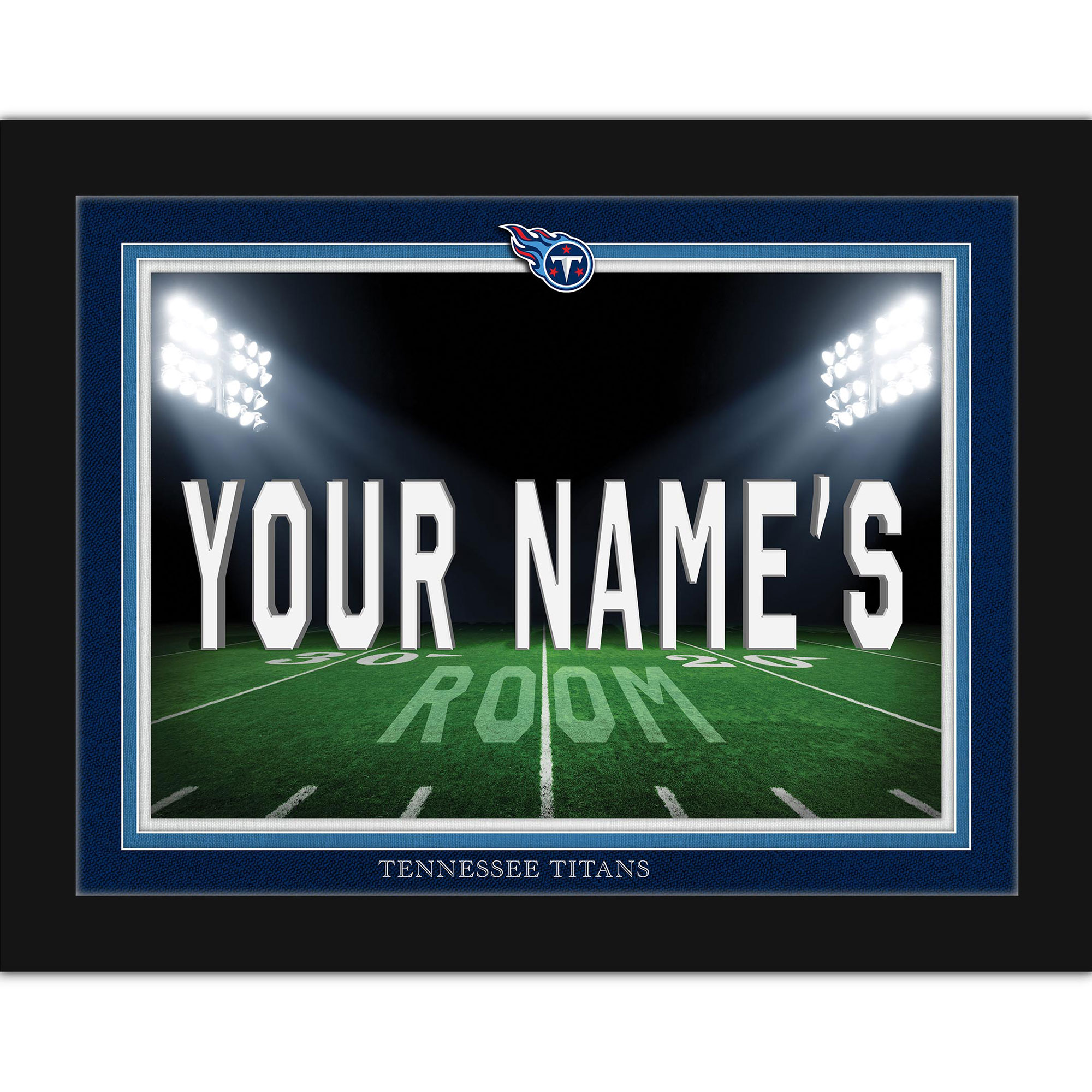 Black Tennessee Titans 12'' x 16'' Personalized Framed Field Spotlight Print