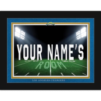Black Los Angeles Chargers 12'' x 16'' Personalized Framed Field Spotlight Print