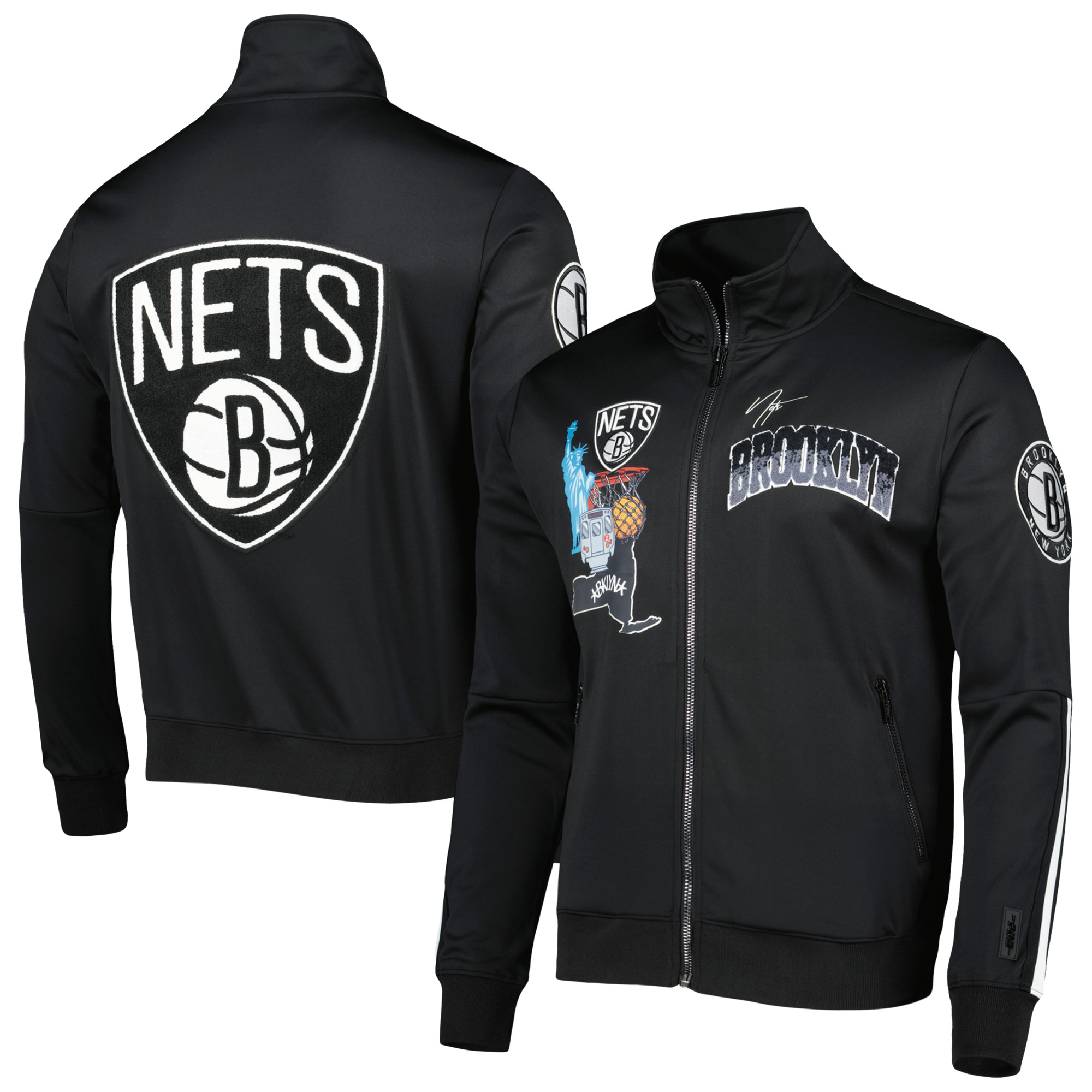 Men’s Pro Standard Black Brooklyn Nets Hometown Mock Neck Full-Zip Track Jacket Men’s Pro Standard Black Brooklyn Nets Hometown Mock Neck Full-Zip Track Jacket