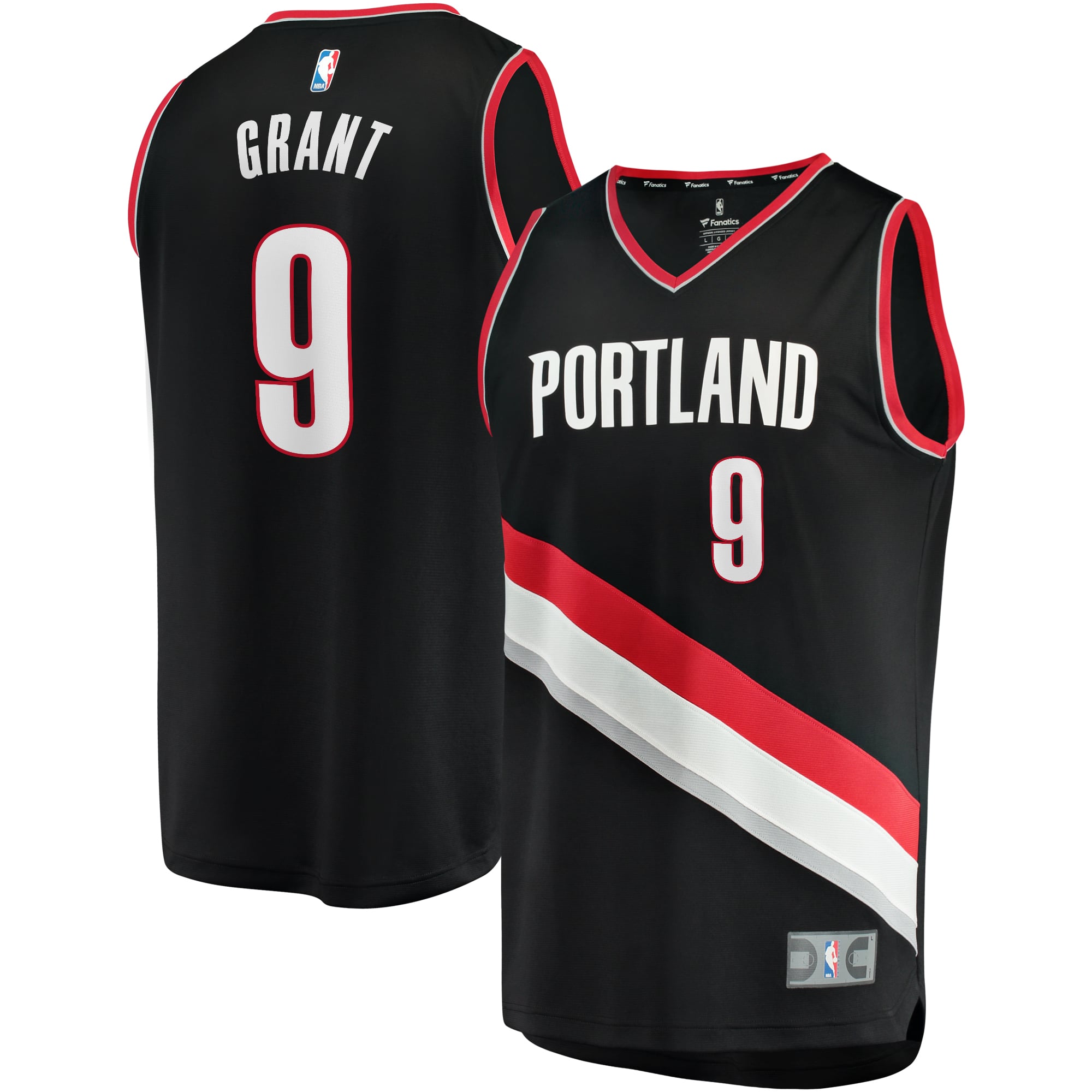 Men's Fanatics Jerami Grant Black Portland Trail Blazers Fast Break Replica Jersey - Icon Edition