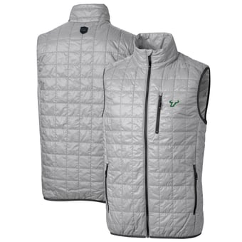 Men's Cutter & Buck Gray South Florida Bulls Big & Tall Rainier PrimaLoft Eco Full-Zip Puffer Vest