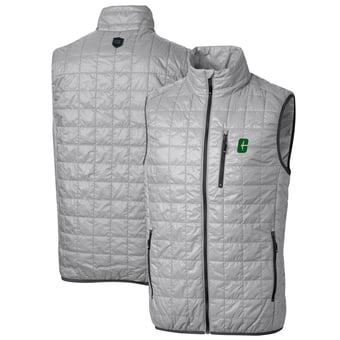 Men's Cutter & Buck Gray Charlotte 49ers Big & Tall Rainier PrimaLoft Eco Full-Zip Puffer Vest