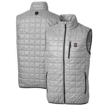 Men's Cutter & Buck Gray South Carolina Gamecocks Big & Tall Rainier PrimaLoft Eco Full-Zip Puffer Vest