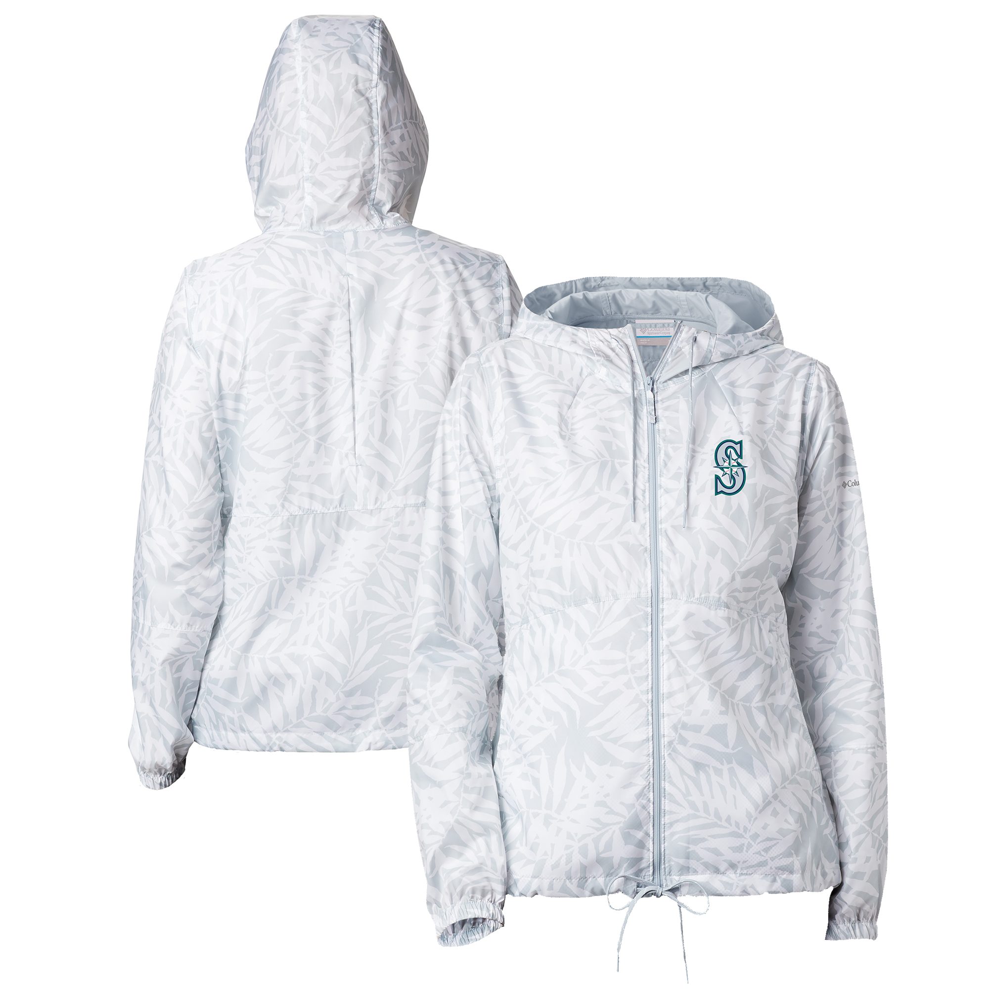 Women's Columbia White Seattle Mariners Flash Forward Full-Zip Windbreaker Jacket