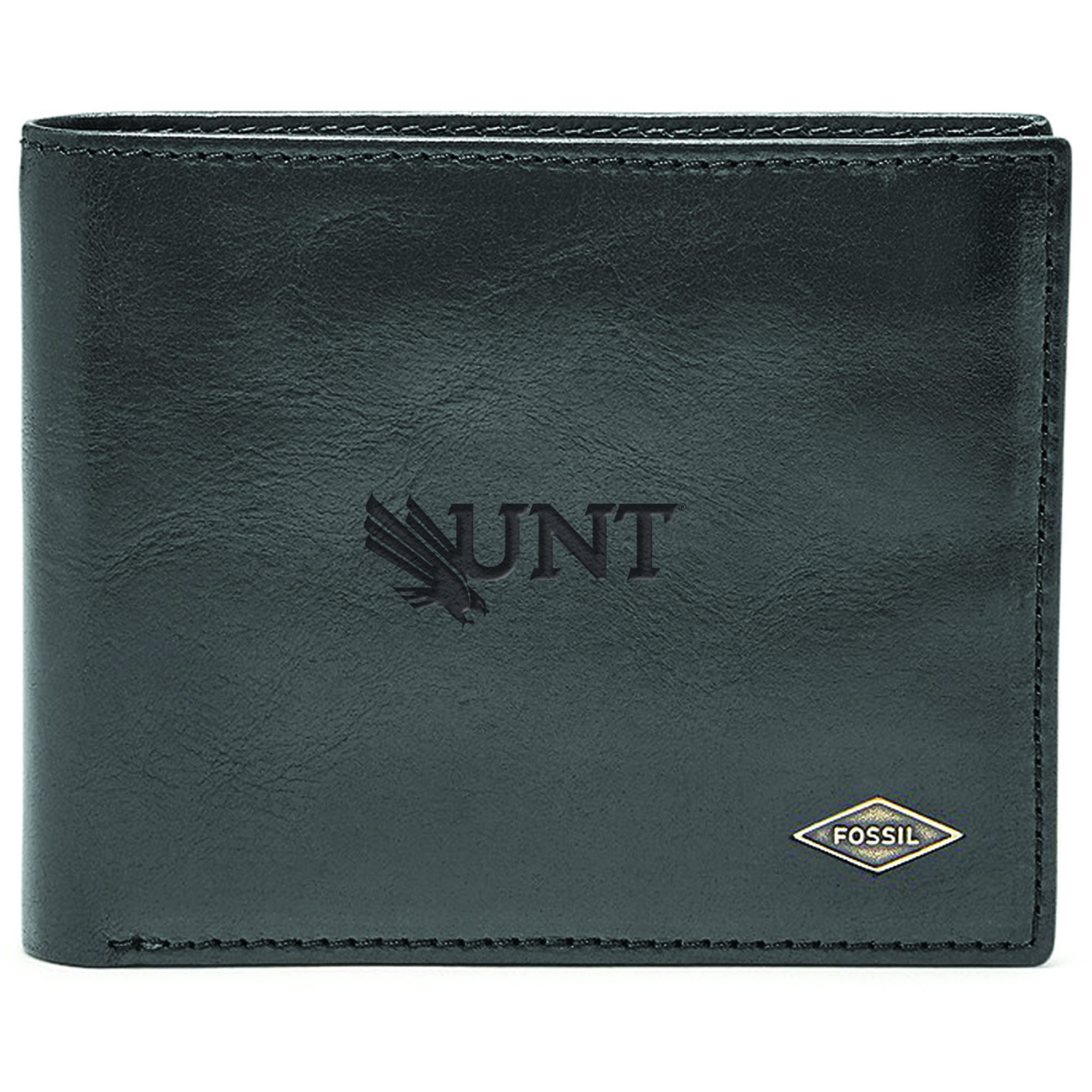 Men's Fossil North Texas Mean Green Leather Ryan RFID Flip ID Bifold Wallet