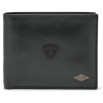 Men's Fossil Black Radford Highlanders Leather Ryan RFID Passcase Wallet