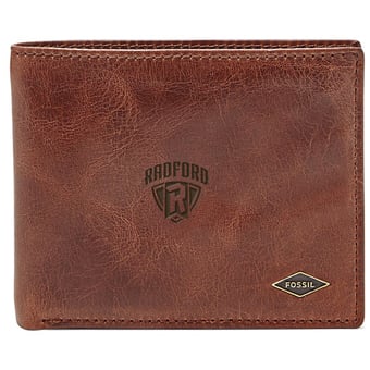 Men's Fossil Brown Radford Highlanders Leather Ryan RFID Flip ID Bifold Wallet