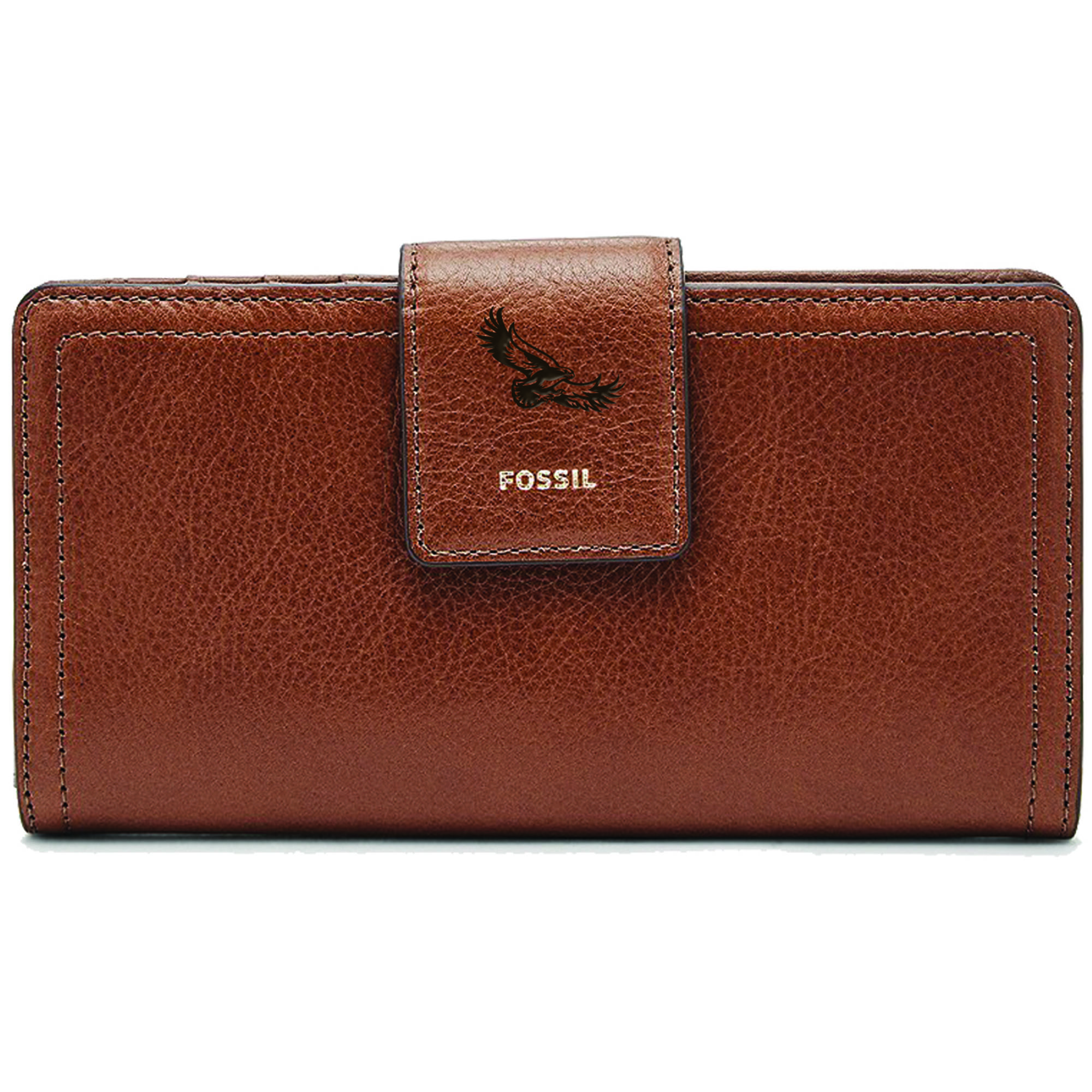 Women's Fossil Brown Saint Joseph's Hawks Leather Logan RFID Tab Clutch