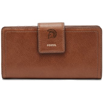 Women's Fossil Brown San Jose State Spartans Leather Logan RFID Tab Clutch