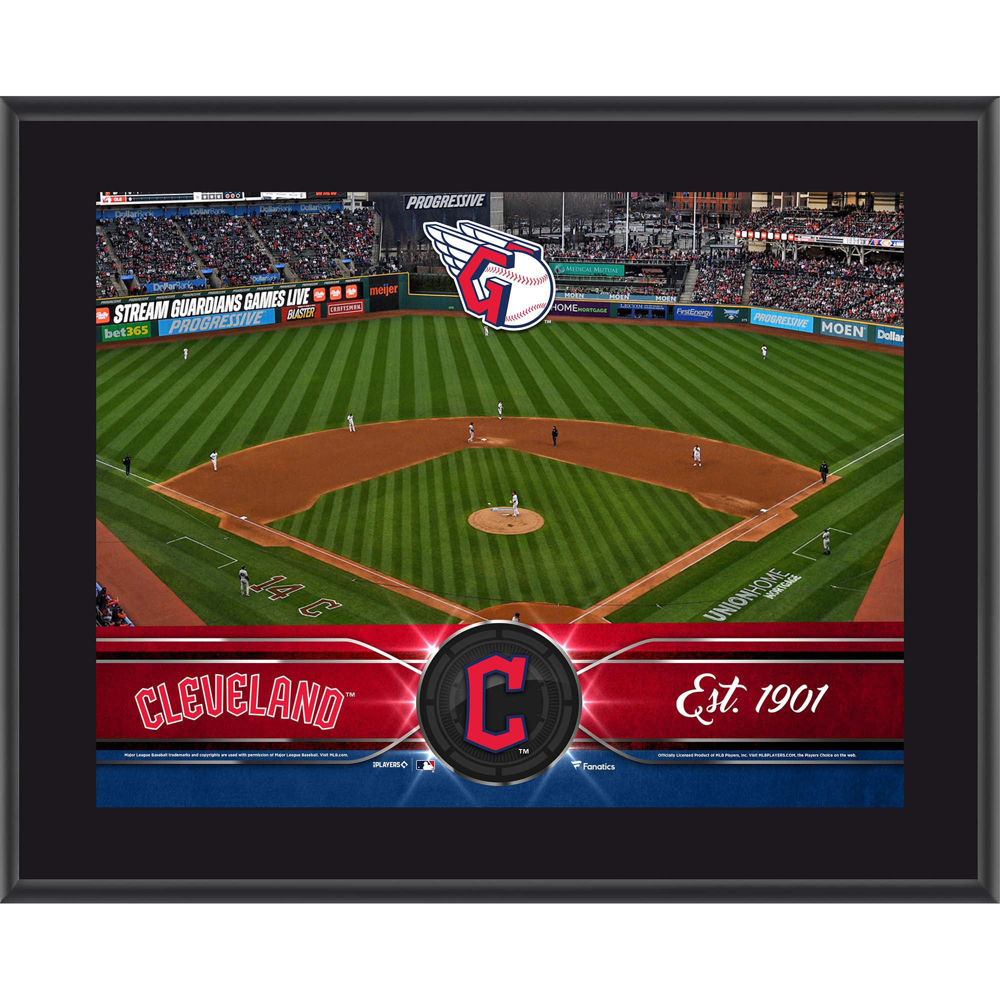 Cleveland Guardians Framed 10" x 13" Sublimated Team Stadium Plaque