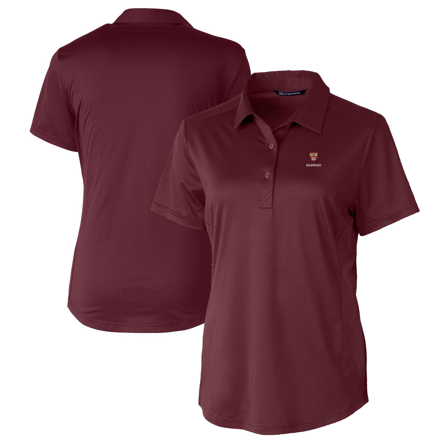Women’s Cutter & Buck Burgundy Harvard Crimson Prospect Textured Stretch Polo