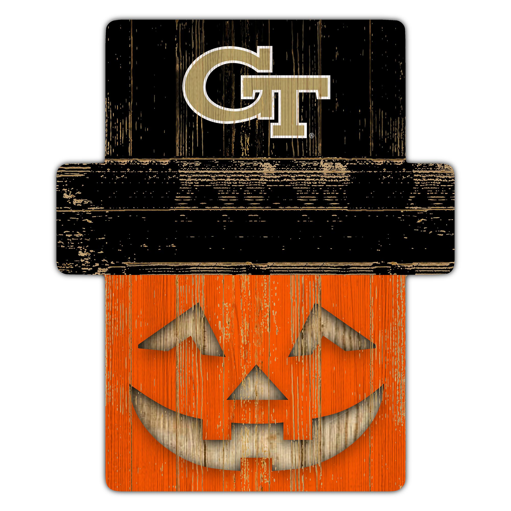 GA Tech Yellow Jackets 12" x 12" Jack-O-Lantern Display