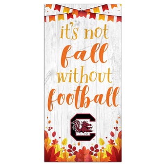 White South Carolina Gamecocks 6'' x 12'' Not Fall Without Football Sign