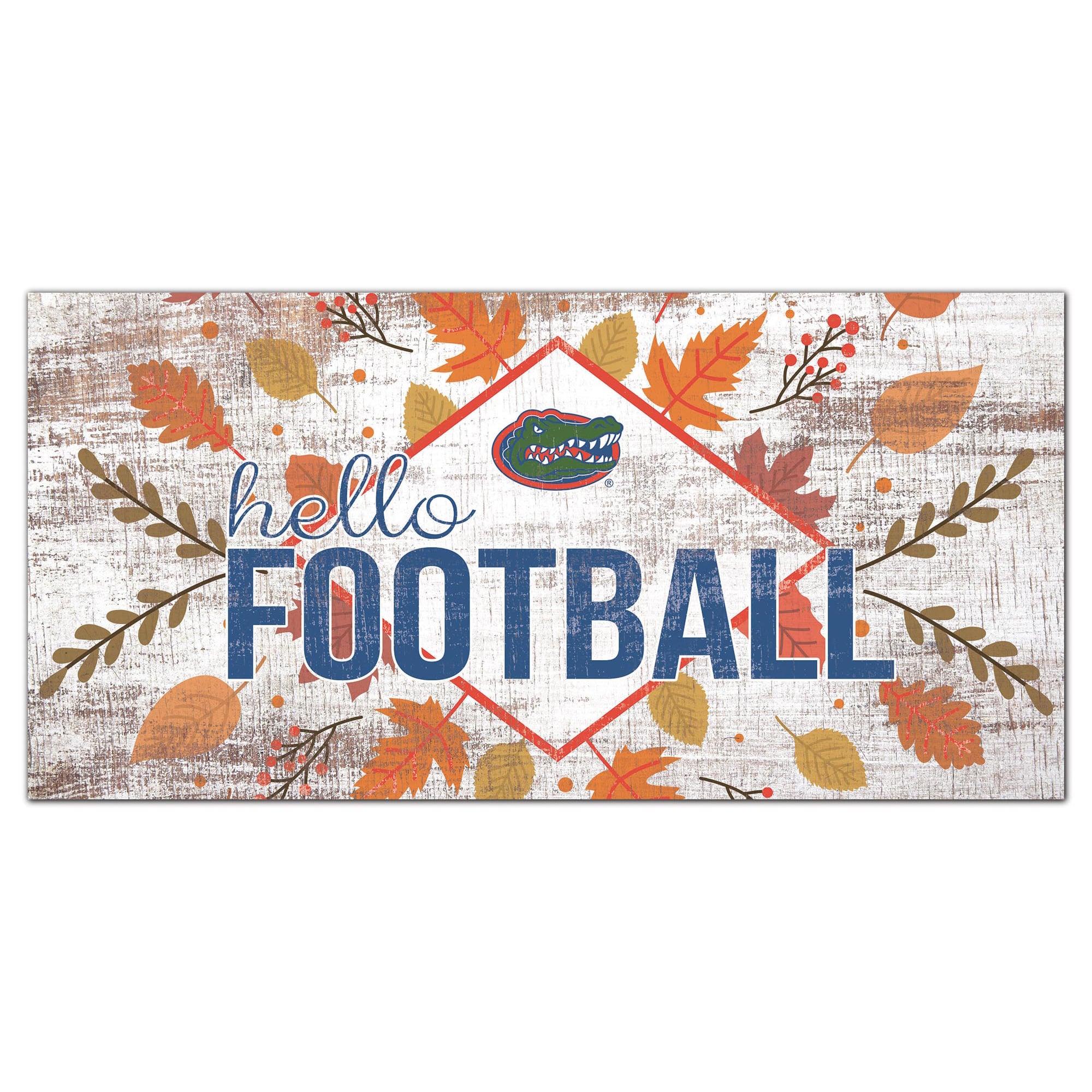 White Florida Gators 6'' x 12'' Hello Football Wall Art