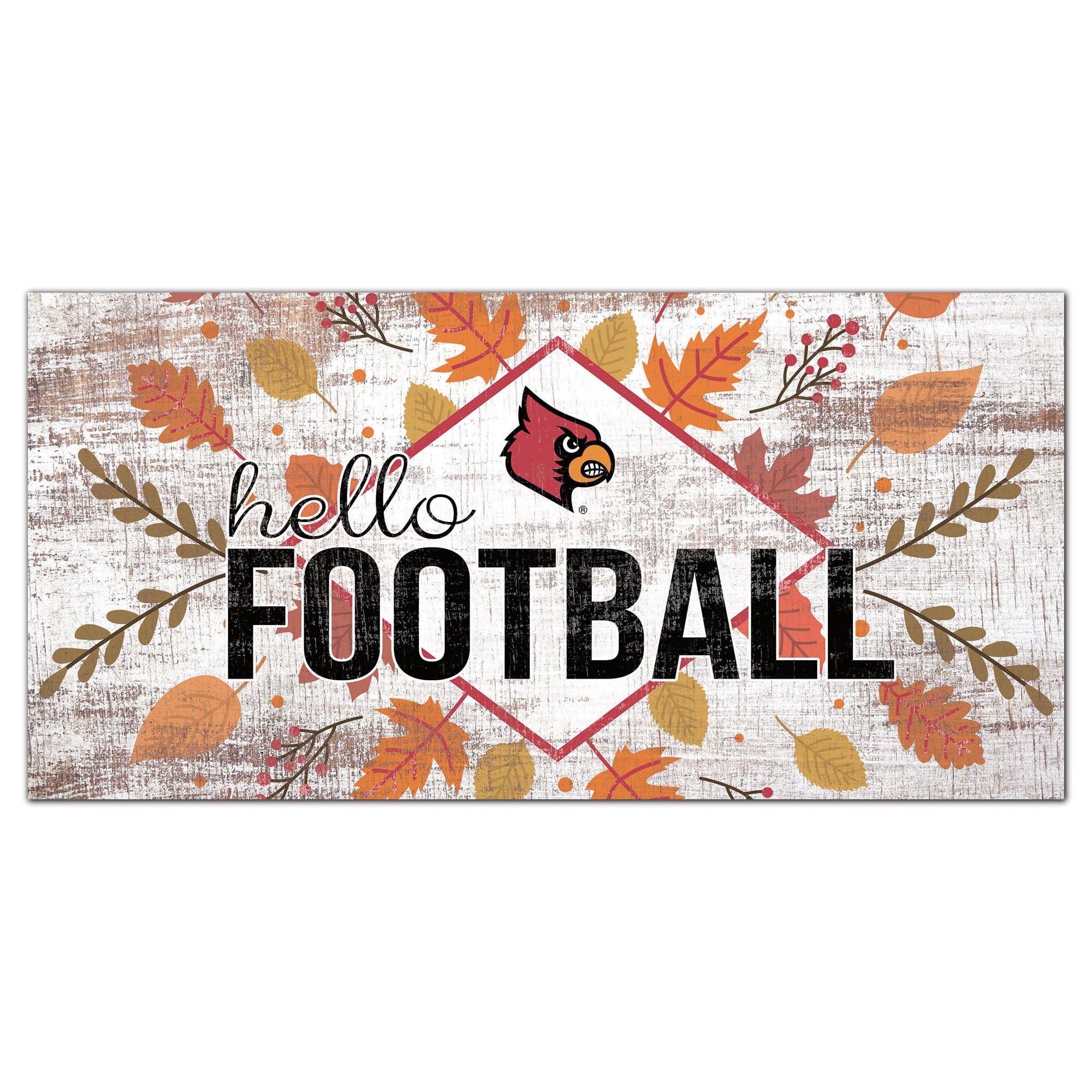 White Louisville Cardinals 6'' x 12'' Hello Football Wall Art