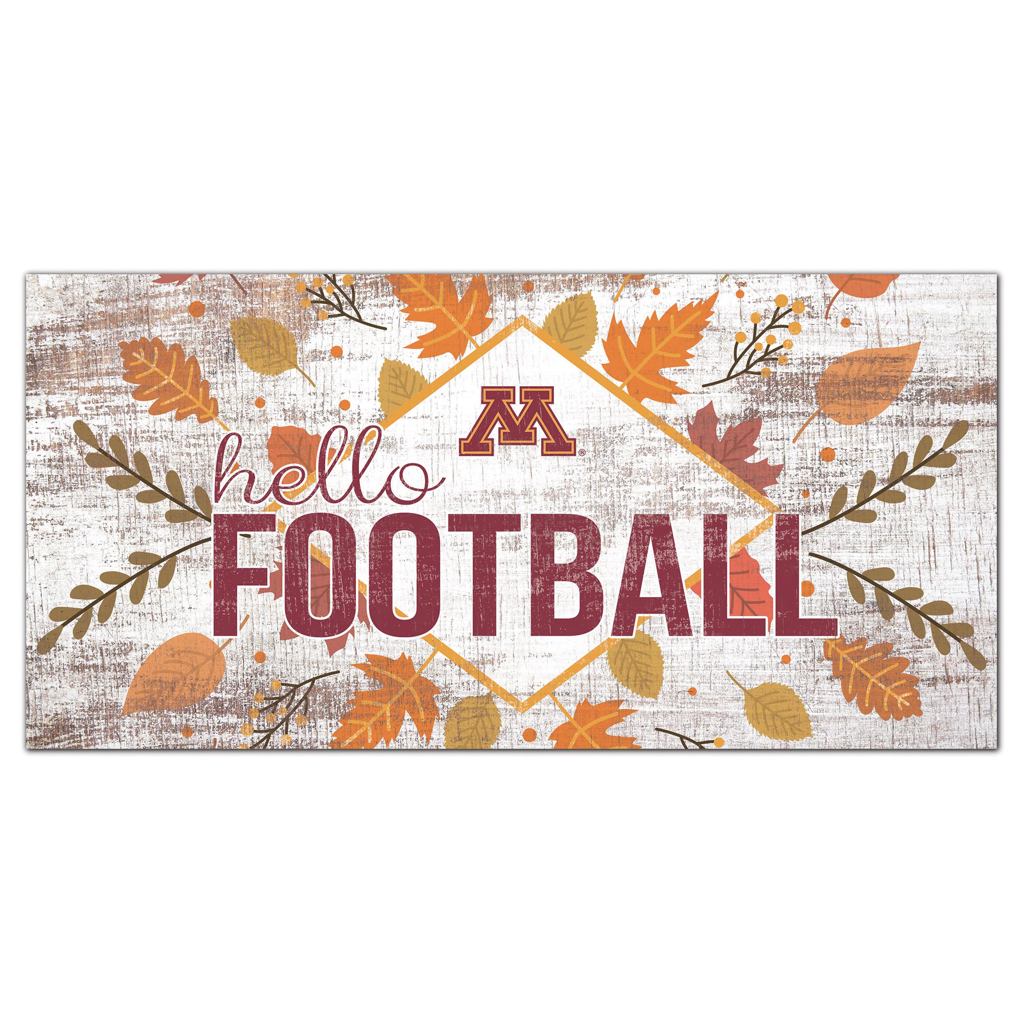 White Minnesota Golden Gophers 6'' x 12'' Hello Football Wall Art