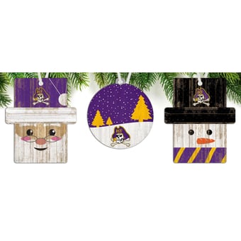 ECU Pirates 3-Pack Ornament Set