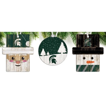 Michigan State Spartans 3-Pack Ornament Set