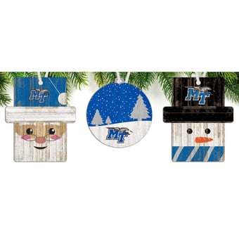 MTSU Blue Raiders 3-Pack Ornament Set